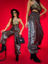 LUX leather imitation pants "BE STRONGER LD3347" - CHOCO